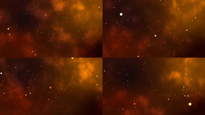 模糊和bokeh抽象运动闪闪发光的粒子和深橙色云背景