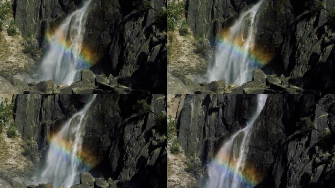美国加利福尼亚州约塞米蒂国家公园下约塞米蒂瀑布的彩虹
