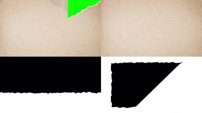 4k撕纸绿屏。在黑洞上撕纸。纸张撕裂