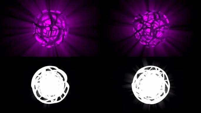 具有alpha通道的抽象发光球体的3D动画。循环
