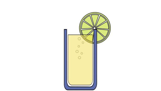 清爽的夏日柠檬水，背景清淡。一杯淡淡的柑橘鸡尾酒。特写。橙色、柠檬和葡萄柚的夏季维生素鸡尾酒。视频插