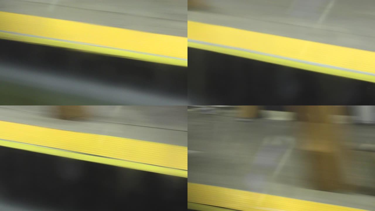 地铁地下乘客POV看着窗外超速行驶