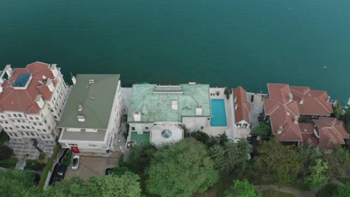 伊斯坦布尔塔拉比亚别墅的鸟瞰图。土耳其的4k镜头