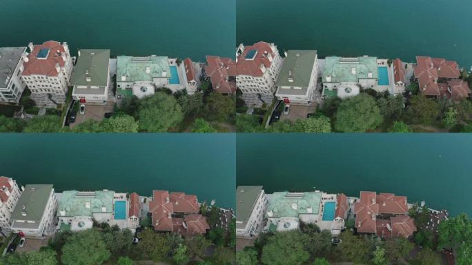 伊斯坦布尔塔拉比亚别墅的鸟瞰图。土耳其的4k镜头