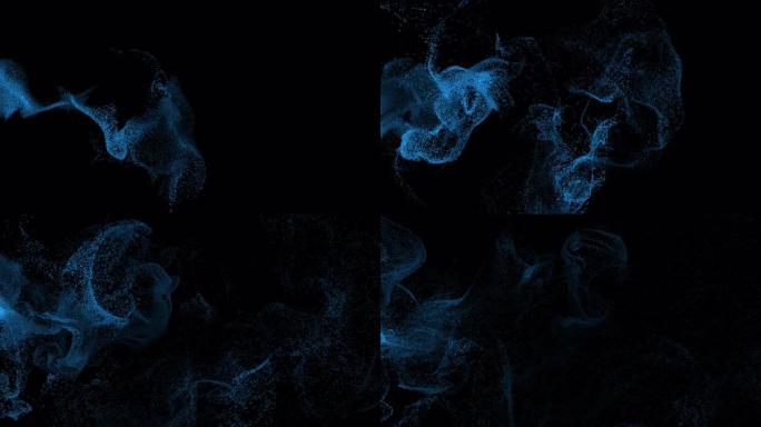 抽象蓝烟演化粒子尘埃能量图背景动画3d