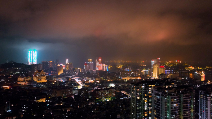 厦门夜景双子塔鼓浪屿4K航拍