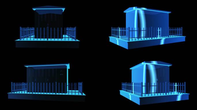 配电箱全息蓝色科技激光扫描通道素材