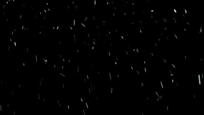 黑色背景下的雪。4k循环动画。暴风雪中的雪花