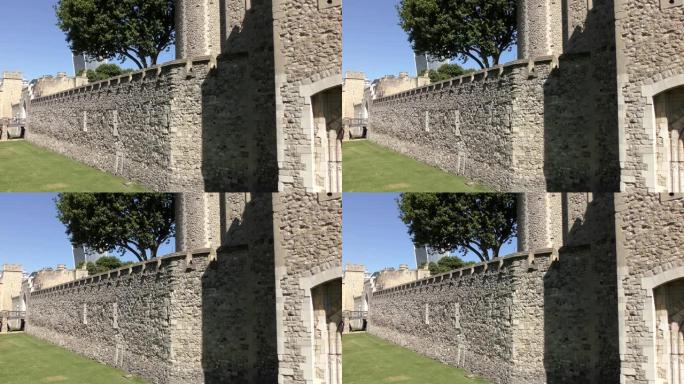 一座古老堡垒的石墙。