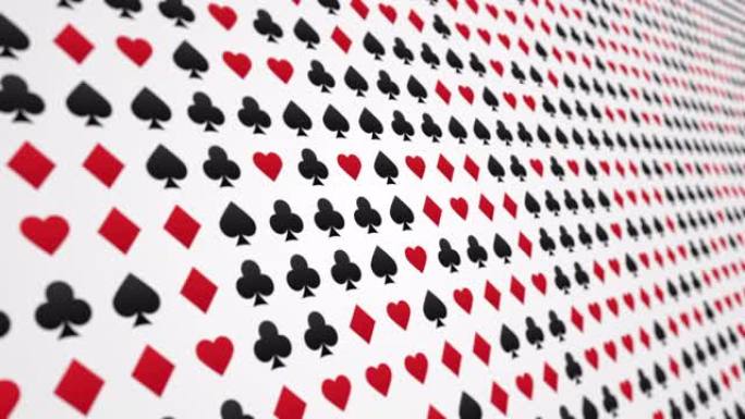 扑克牌套装红心钻石俱乐部黑桃图案动画背景特写