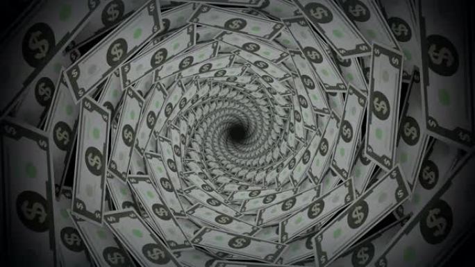美元钞票漩涡背景动画