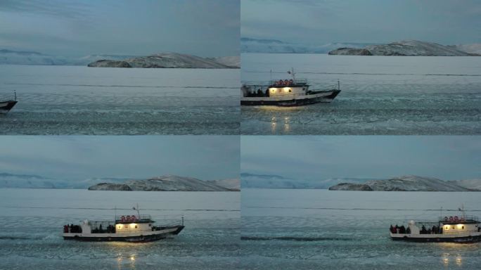 贝加尔湖上的冰湖渡轮