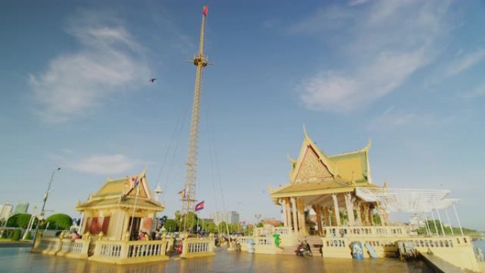 柬埔寨金边洞里萨河沿岸的Preah Ang Dorngkeu神社的慢动作60 fps