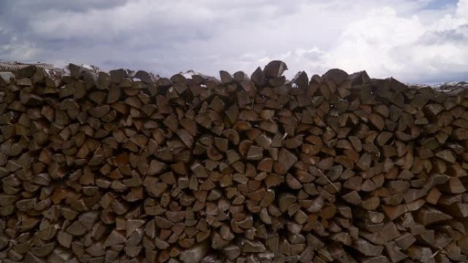 堆积式原木木材堆木材厂