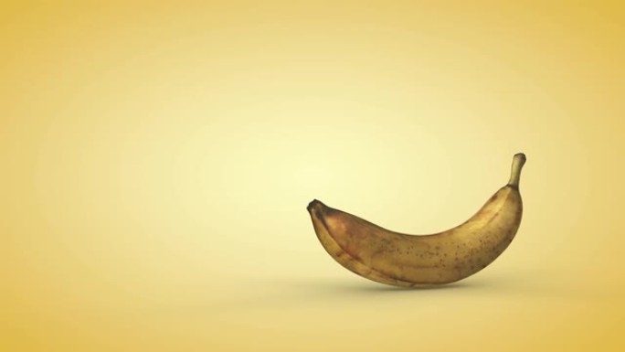 黄色背景上的成熟香蕉。3D渲染
