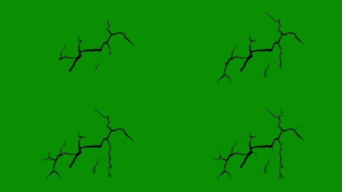 墙壁绿色屏幕运动图形上的裂缝