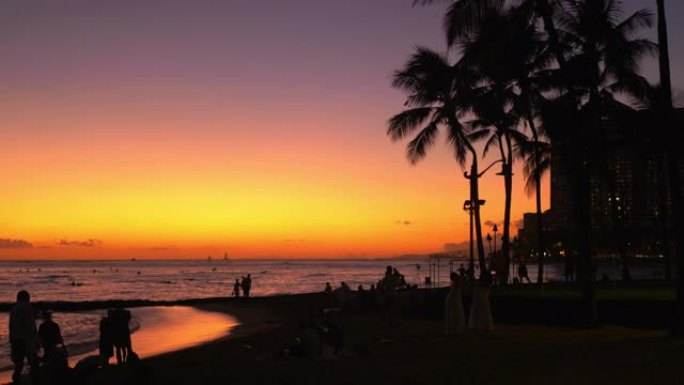 夏威夷海洋上的日落以4k慢动作60fps