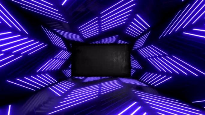 发光的霓虹灯隧道。抽象无缝背景。荧光紫外光