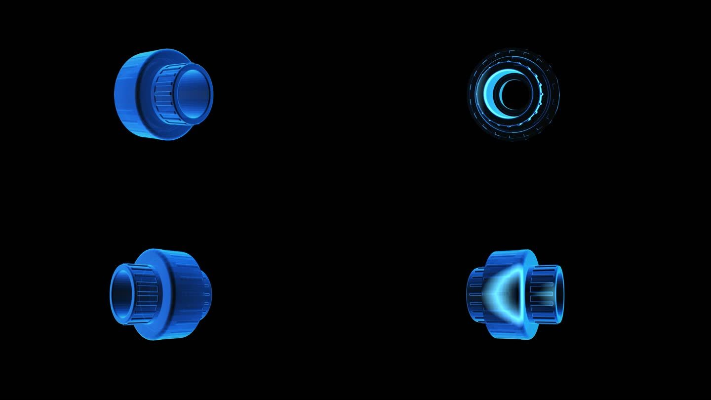 阀门全息蓝色科技通道素材