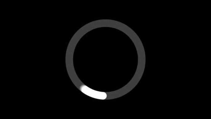 黑色背景上的动画加载圈效果。黑白预装圆圈动画