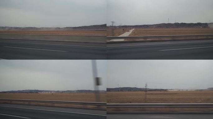 高速路上拍摄田间耕地