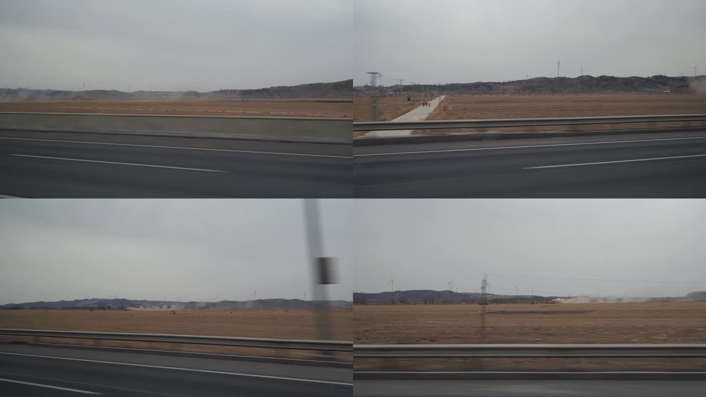 高速路上拍摄田间耕地