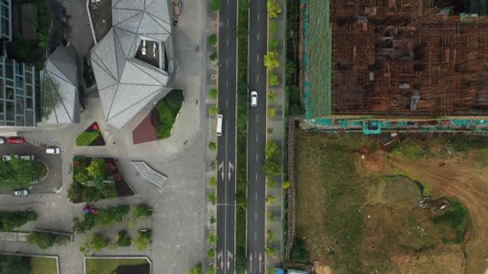 成都市中心交通街十字路口空中俯拍全景4k中国