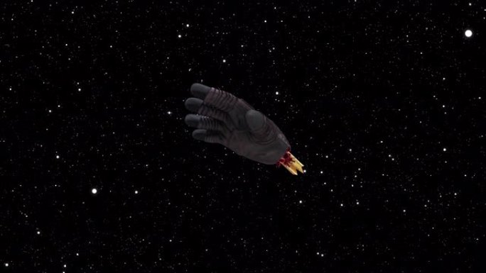 宇航员在太空中没有身体的手。计算机生成的空间背景，3d渲染