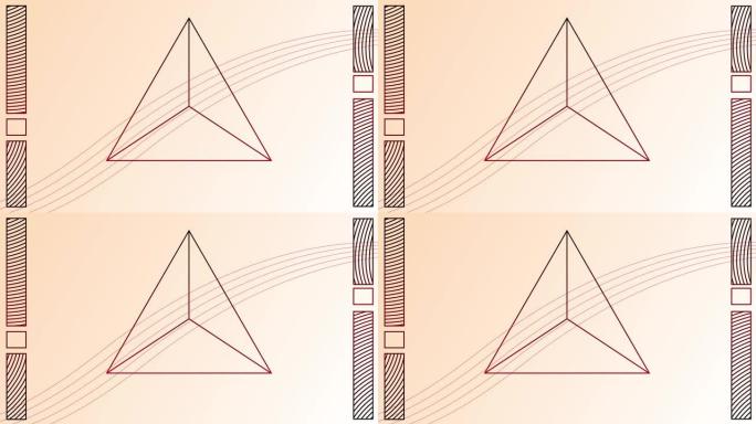 三角形上的波浪线在棕色背景下移动