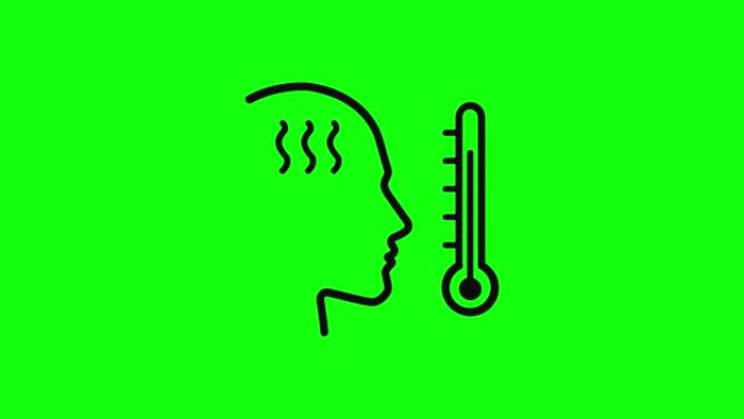 热温度发热温度计图标绿屏10动画色度键
