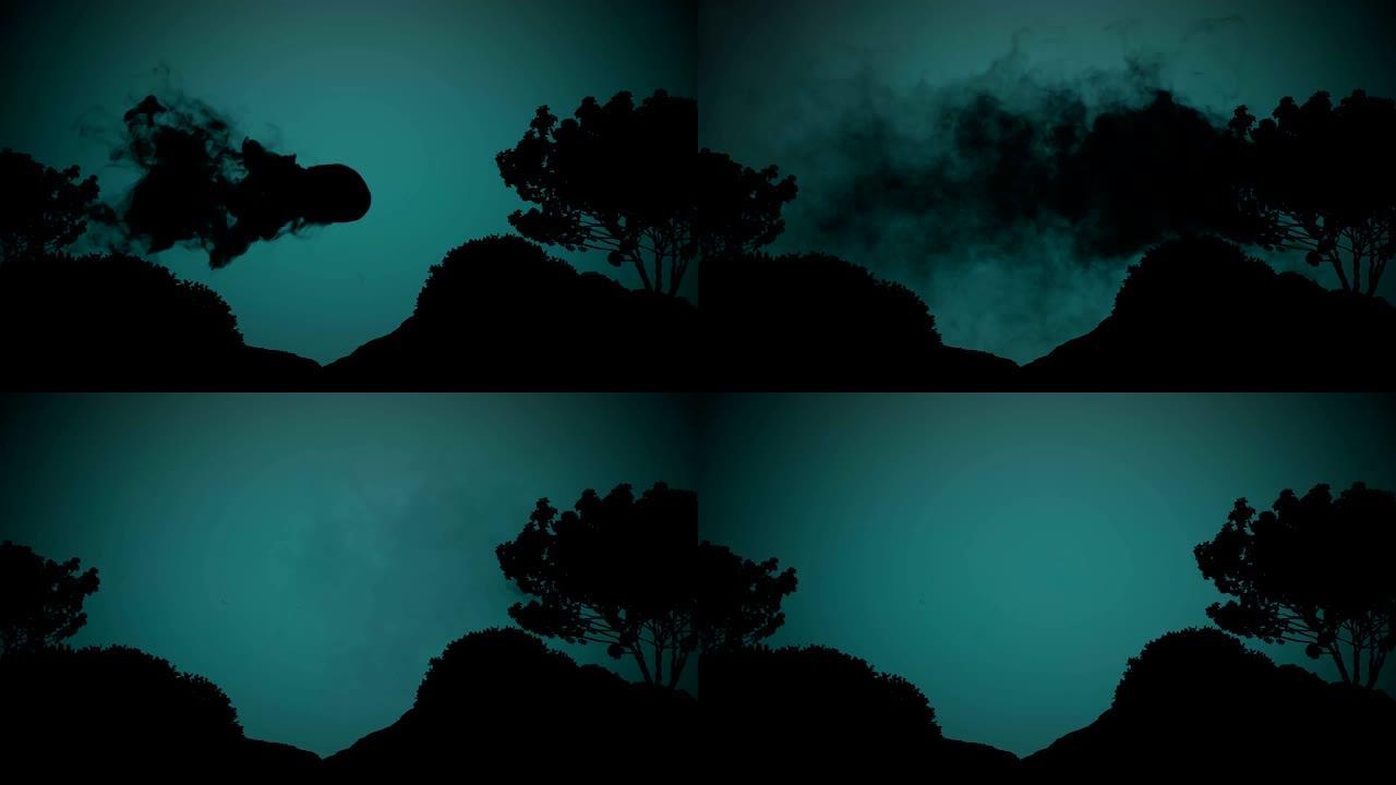 夜间森林黑影的动画