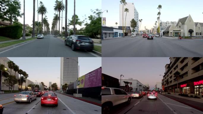 西好莱坞时间流逝前视图加利福尼亚快速行驶
