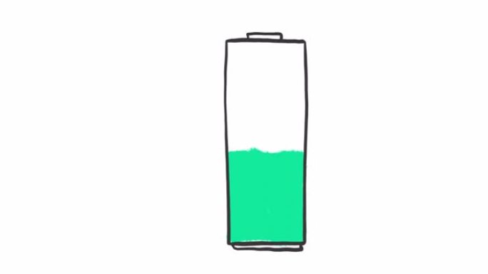 手绘绿色电池充电动画与阿尔法通道，运动图形。
