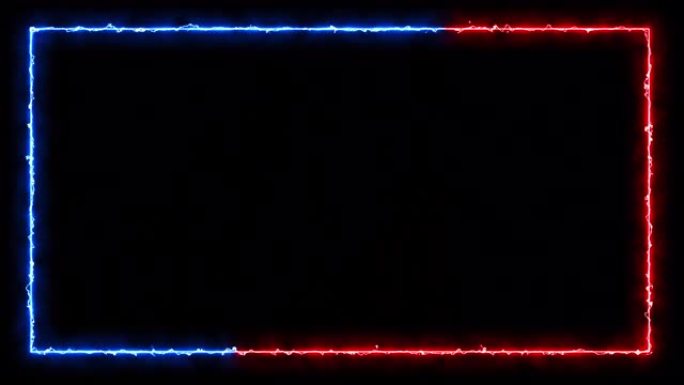4k视频背景美丽的蓝色和红色霓虹灯方形框架比较战斗的概念。