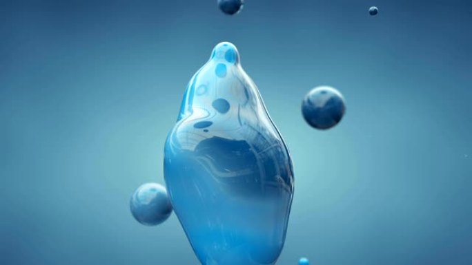 显微镜中的蓝色分子无缝循环3D渲染动画