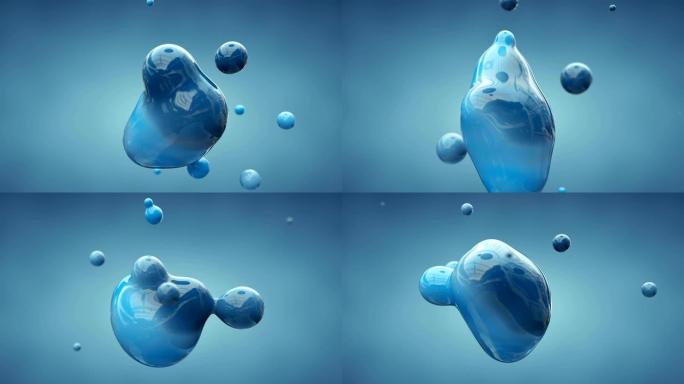 显微镜中的蓝色分子无缝循环3D渲染动画
