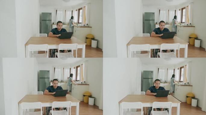 泰国残疾男子在家工作-股票视频