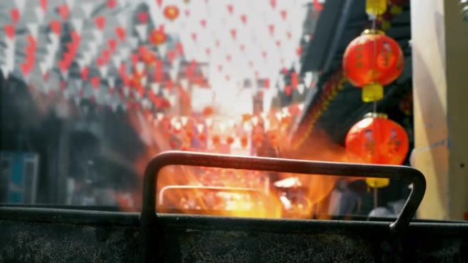 春节祭祖和烧香纸烟火气息中国年古城古镇