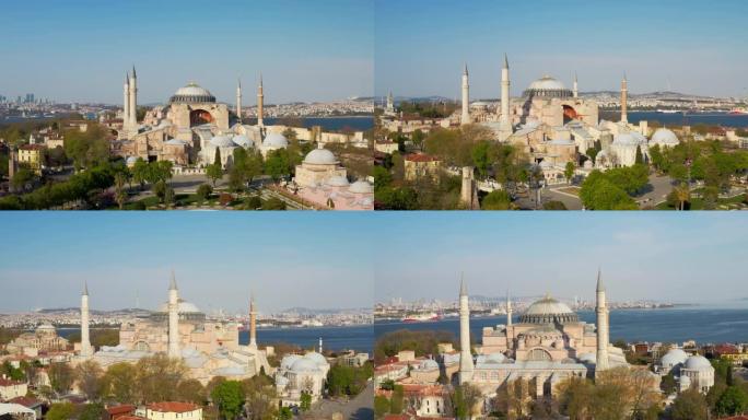 伊斯坦布尔市海和圣索菲亚大教堂鸟瞰图7