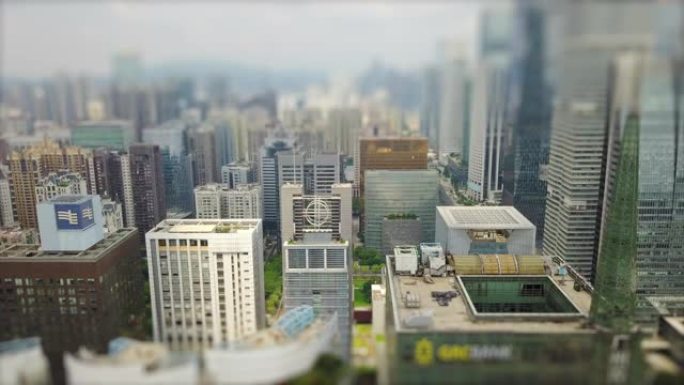广州市中心城市景观晴天时间空中全景倾斜移动4k中国