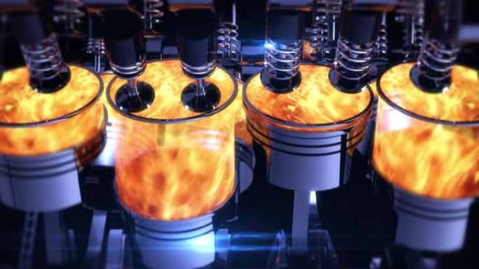 3D超级汽车动画，放大到强大的V8引擎。