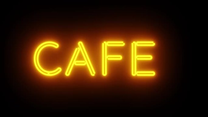 餐厅咖啡厅外霓虹灯标志-4k