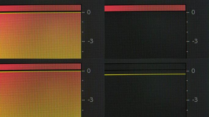 声音监视器均衡器像素关闭。红色、蓝色和绿色子像素在屏幕上创建图像