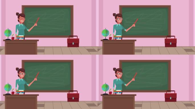 回到学校动画与女老师在教室