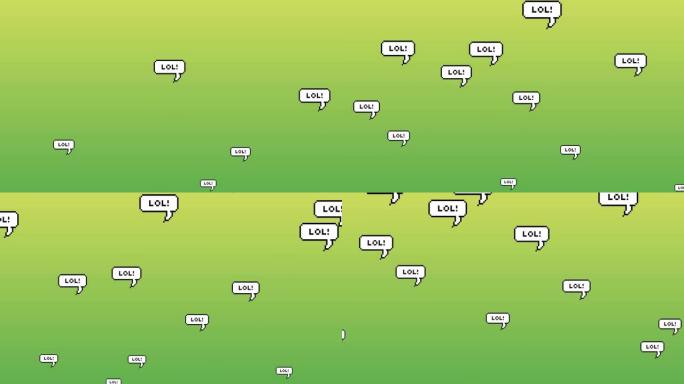绿色背景下漂浮的语音气泡上的Lol文本