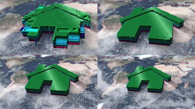 房屋图标数字概念连接世界家庭办公室