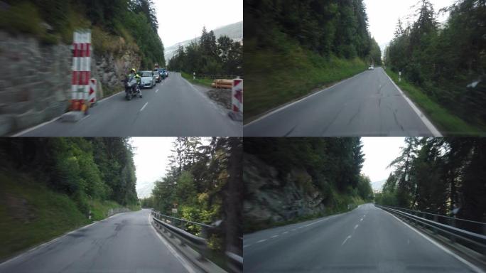 瑞士瓦莱州格里姆塞尔山口汽车路车窗FPV视图