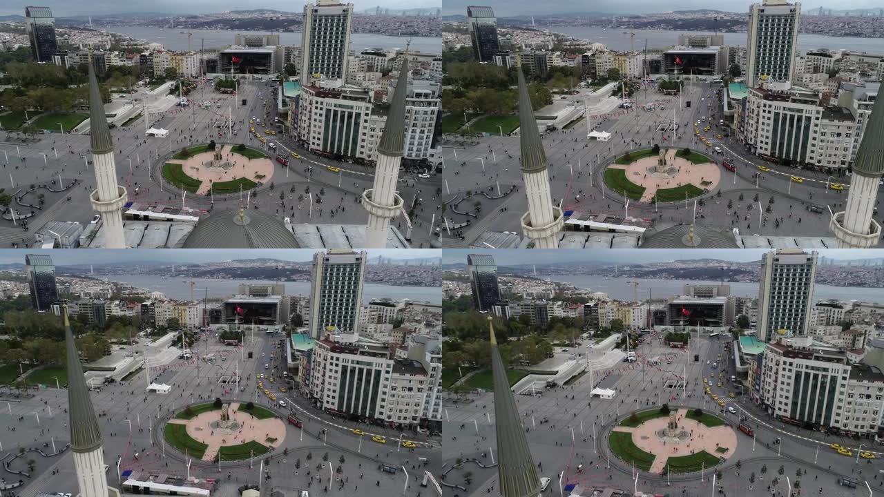 土耳其伊斯坦布尔的2020年10月19日。塔克西姆广场鸟瞰图。