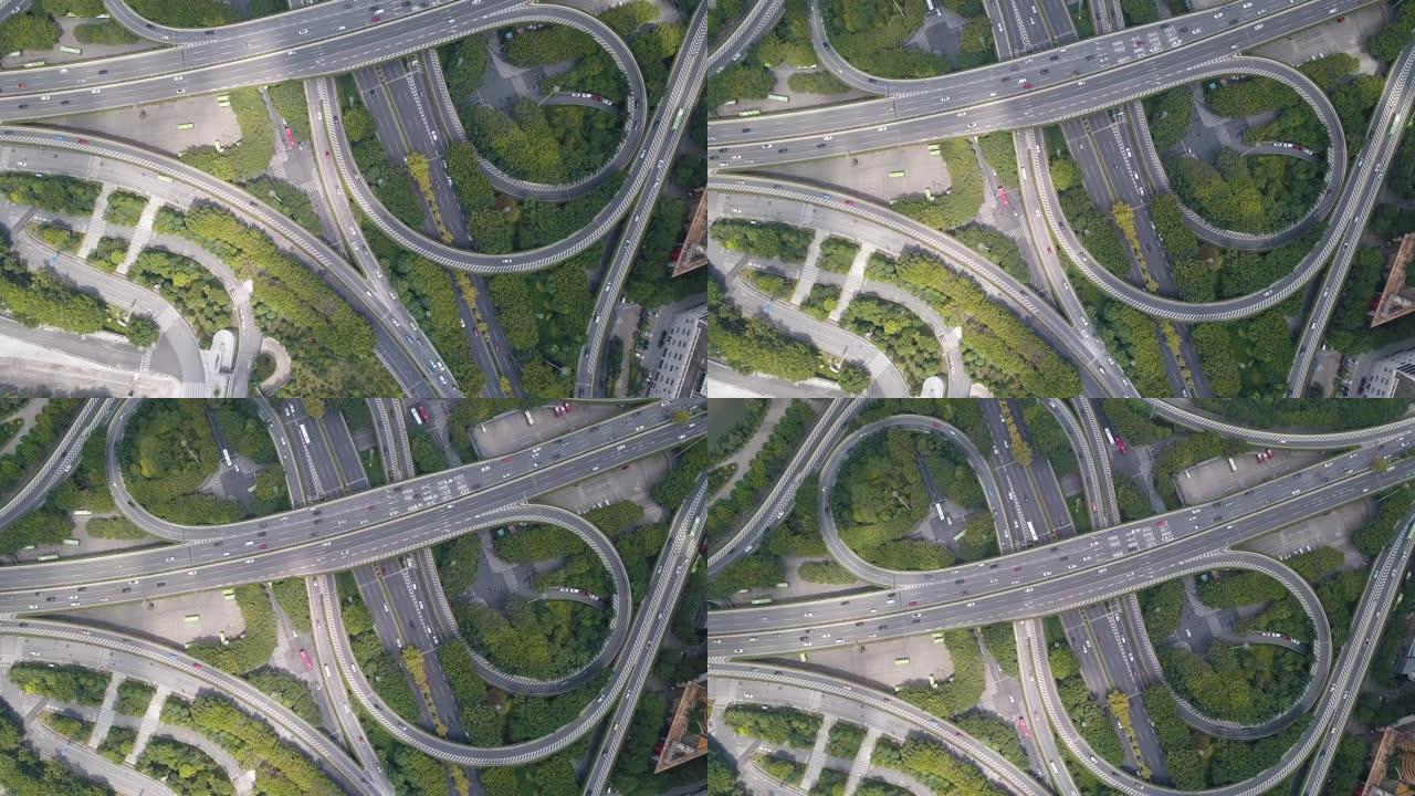 多层高速公路，带交通航拍画面