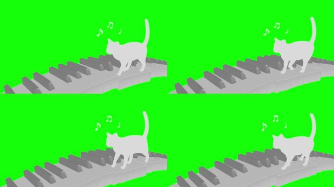 猫剪影钢琴曲线行走节奏骑行节奏120 4拍循环模式D